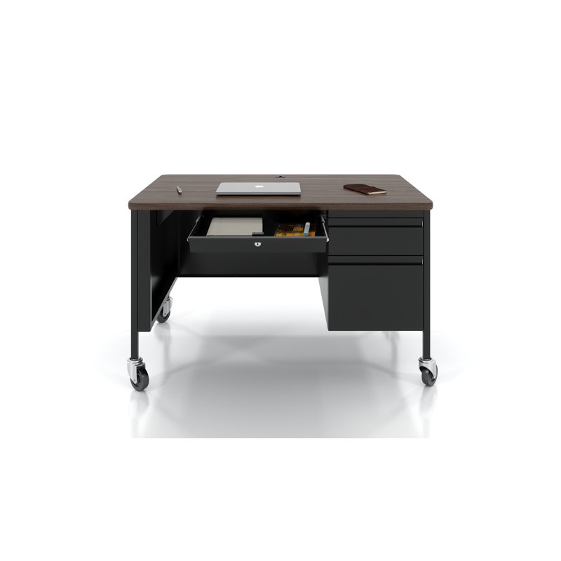Gustavo Metal Base Computer Desk, Black/Walnut