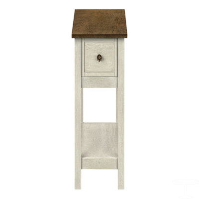 Table d'appoint, bout, table d'appoint, 2 niveaux, étroit, lampe, tiroir de rangement, placage, placage, transitionnel