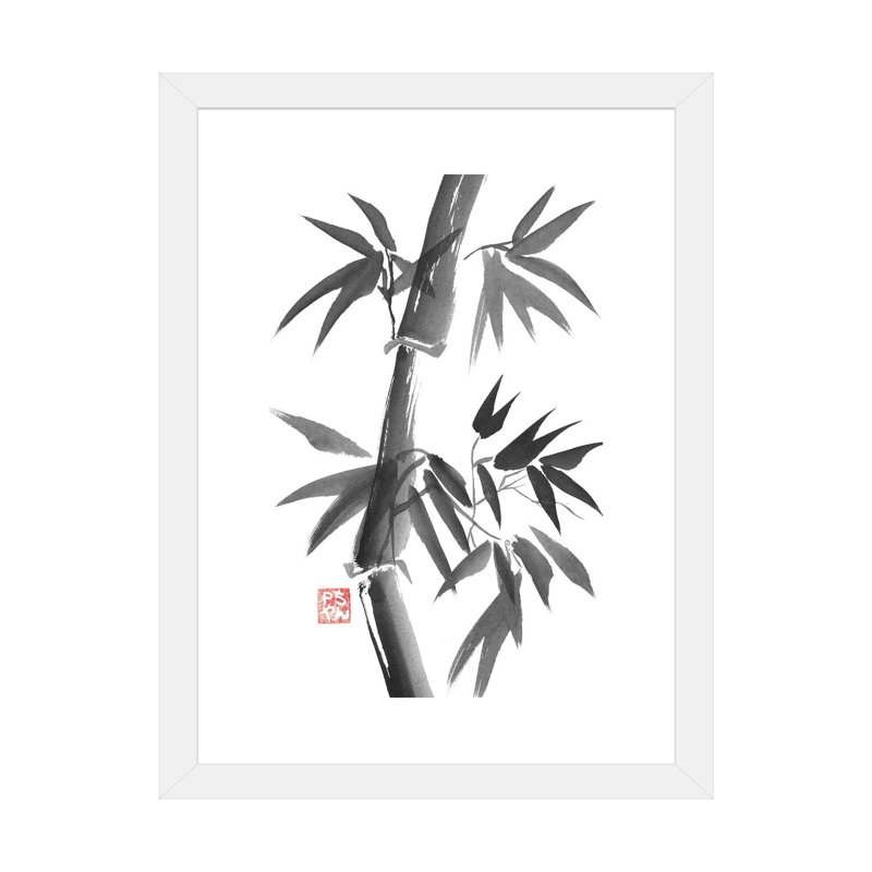«Bamboo» par Péchane - impression d'art graphique, Papier encadré blanc, H 24 po x l 16 po x P 1 po, Blanc