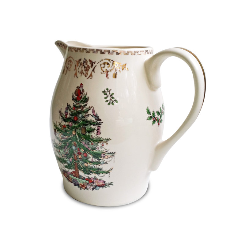 Spode – Christmas Tree Gold – Christmas Tree Gold Pitcher – 57.5 Oz - WhiteGold