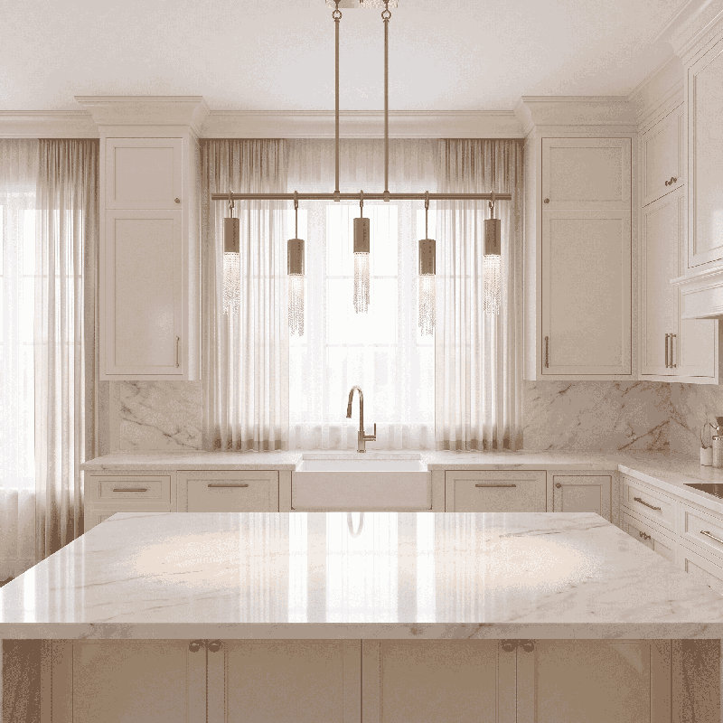 Downend 5-Light Linear Chandelier in Warm Brass