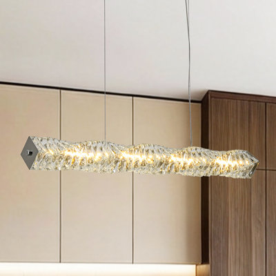 Modern Dimmable Twisted Crystal LED Linear Pendant Light