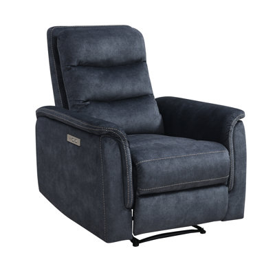 Ewings, 34" Wide Fabric, Power Recliner Chair Navy Blue