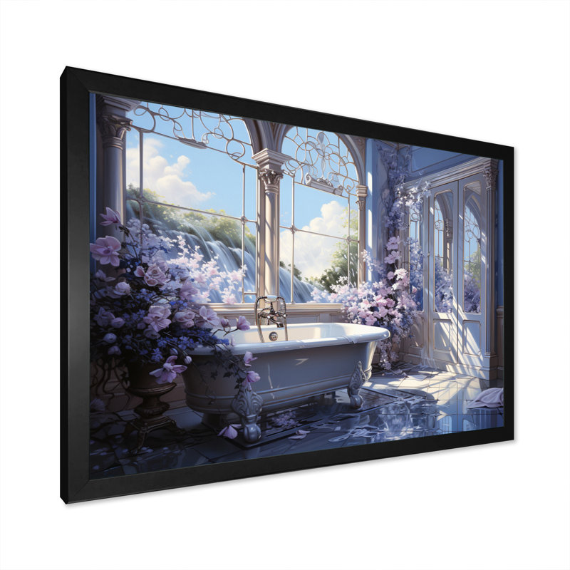 «Bathroom Enchanting Skylight» sur toile, Cadre photo noir, H 34 po x l 44 po x P 1,5 po