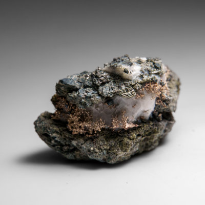 Silver On Calcite Crystal Cluster  Matrix From Bouismas Mine, Zagora, Morocco