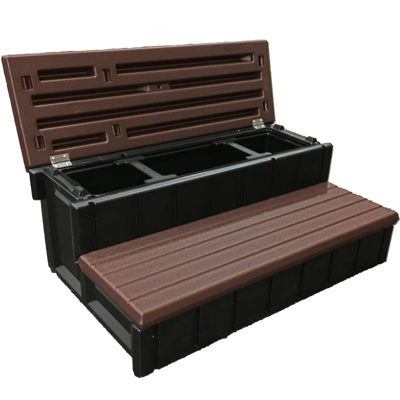Espresso 36" Plastic Storage Spa Steps with Hidden Compartment