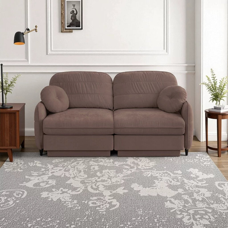 Canapé en chenille Cloud de 73,2 po avec coussins ronds Rumley, Rose Dust