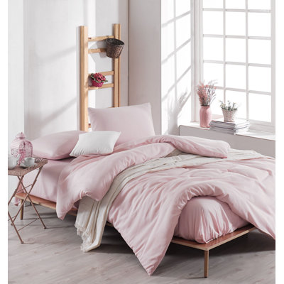 Ensemble de housse de couette luxueuse double (comprend 2 taies d'oreiller), couleur poudre, housse de couette 79 x 79 et taies d'oreiller 31,5 x 31,5 | 65% coton / 35% polyester, lavable à la machine à 30 ° C | Literie élégante et confortable pour t