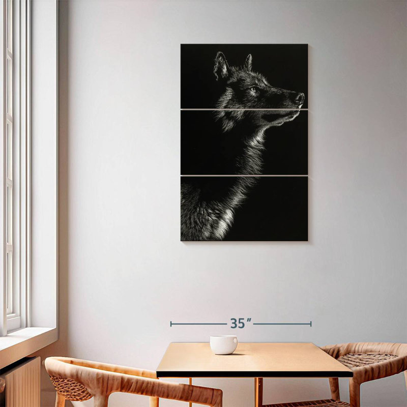 Brampt Scratchboard Wolf II, 57" H x 36" W