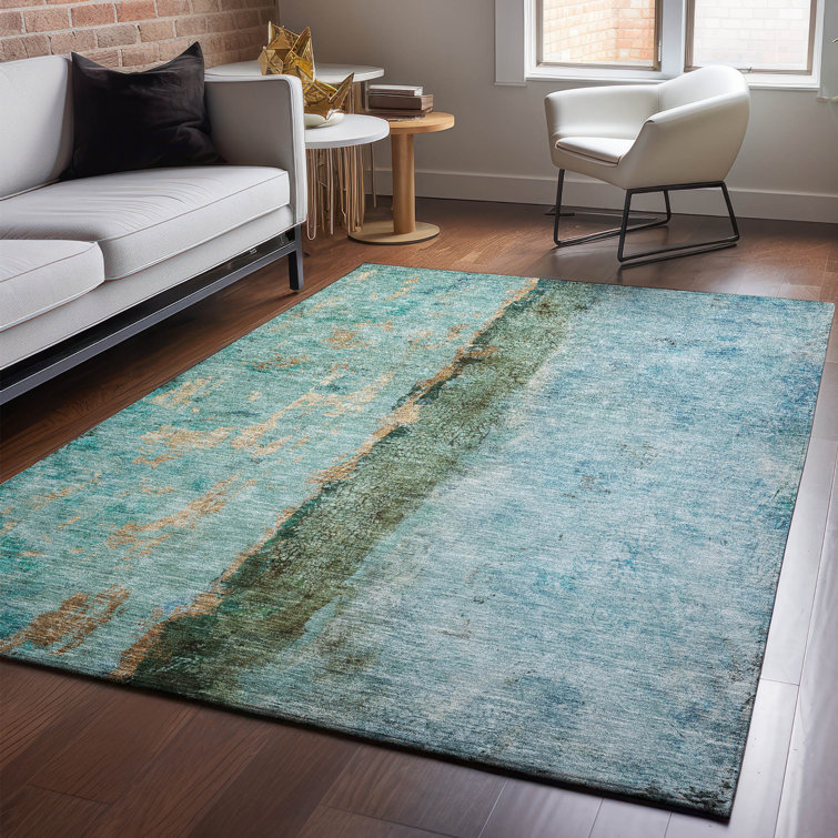 Premium Machine Washable Cerrito AMF605 Blue Rug