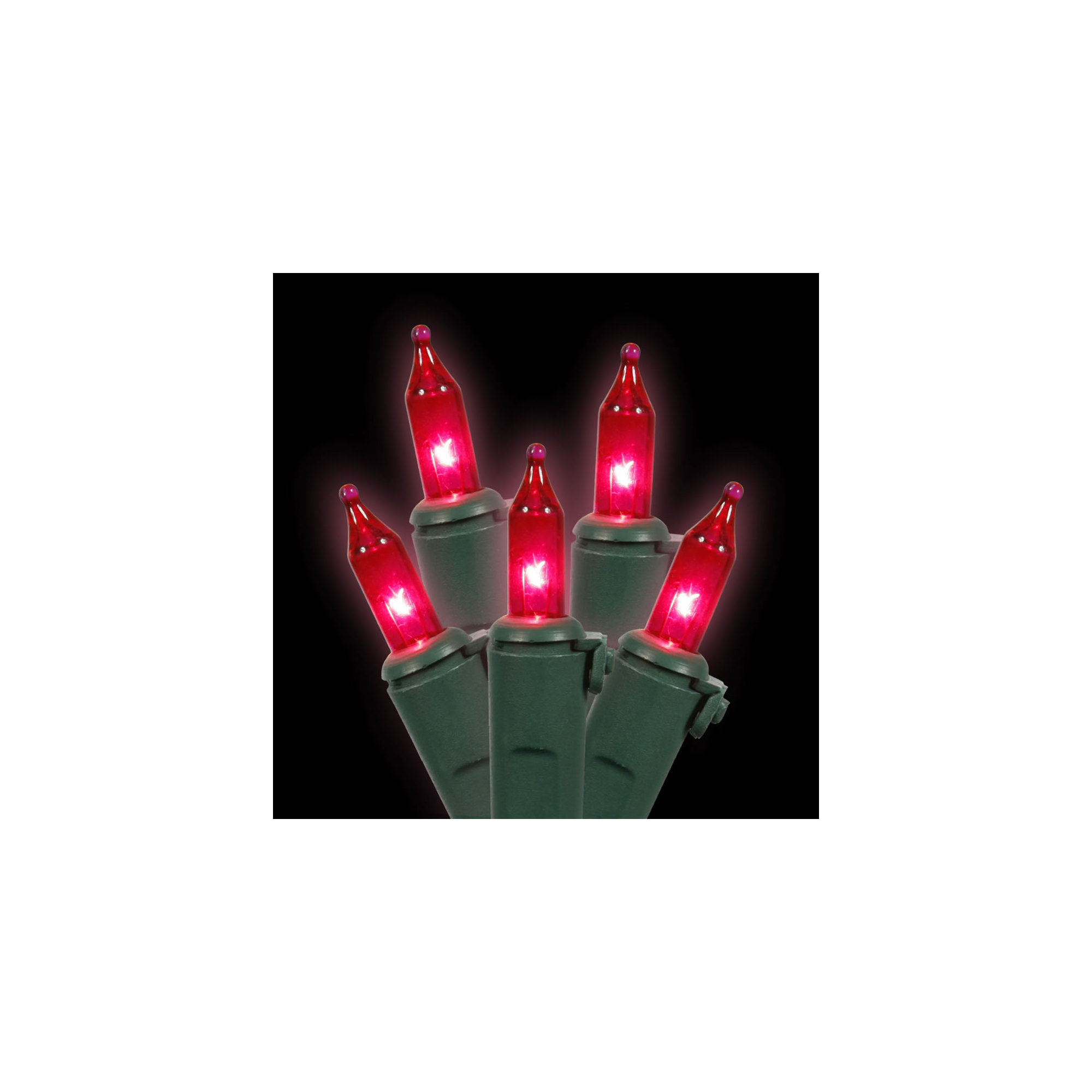 Mini Christmas Lights -  Wire Set, 23' L, Pink/Green