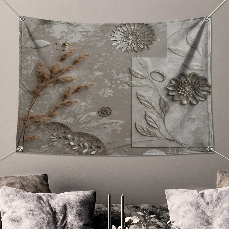 Tapisserie murale «Metallic Floral», H 104 po x 88 avec 4 œillets