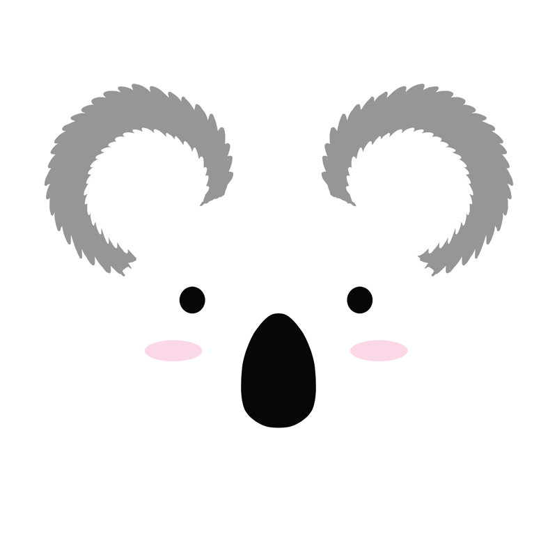 Koala Face - Wrapped Canvas Print, 76cm H x 76cm W x 3.8cm D, White/Grey/Black