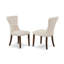 L'ensemble de salle à manger 3 pièces comprend 1 table de salle à manger de style Mid-Century et 2 chaises de salle à manger en tissu de lin beige clair avec dossier capitonné et têtes de clou - finition acajou-1038367564-1038367561-1036046869