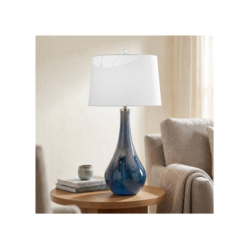 Lampe de table bleu marine 32 po Charlostin