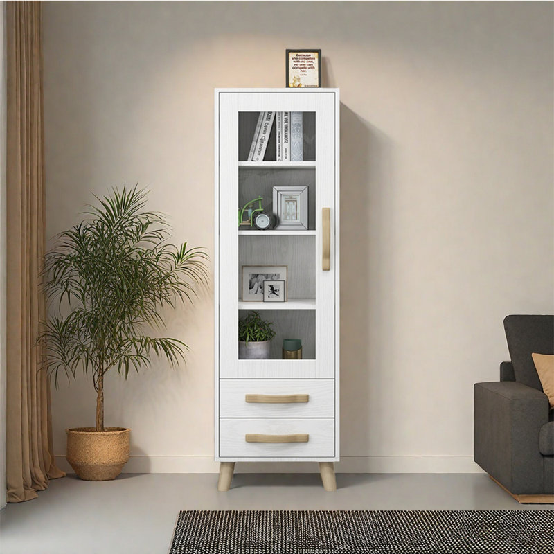 Bibliothèque de rangement simple de style américain, (4 tablettes) H 62,99 po x l 15,75 po x P 13,78 po