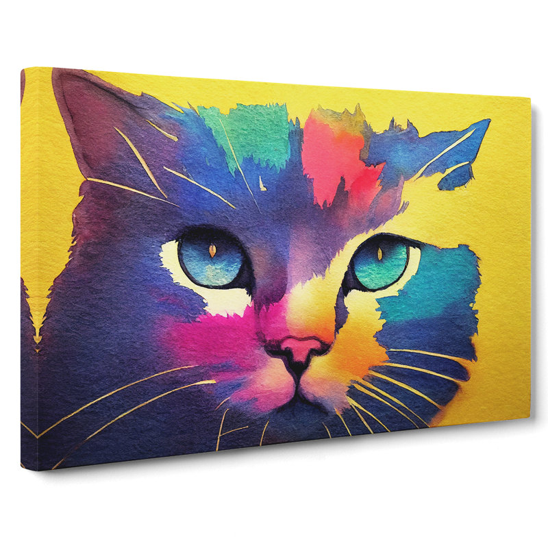 Colourful Cat Vol.3 - Wrapped Canvas, 35cm H x 50cm W x 3cm D