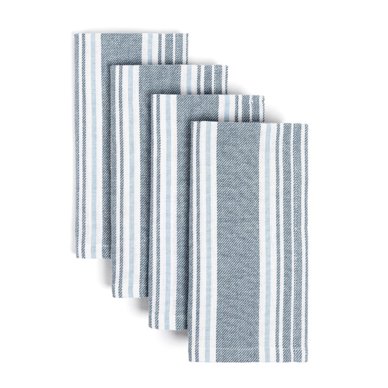 over&back Woven Striped Cloth Napkins, Blue