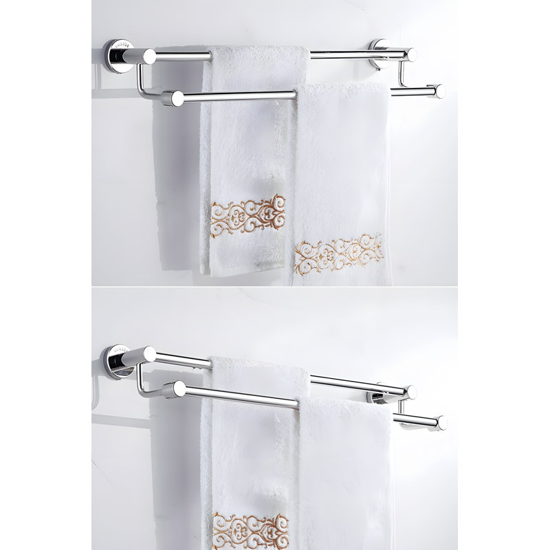 Porte-serviettes en acier inoxydable 304 pour salle de bain, porte-serviettes de douche à barre double réglable sans fixation murale, organisateur de salle de bain antirouille pour cuisine