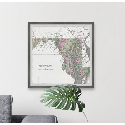 Carte colorée du Maryland - cadre photo