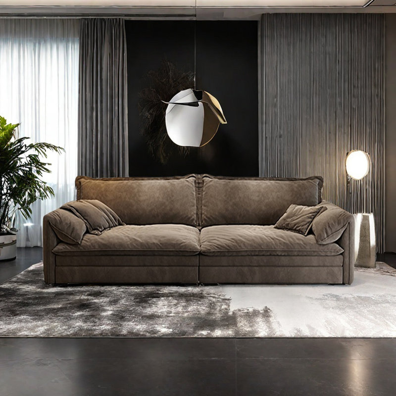 Low-key simple matte fabric sofa, 33.85" H x 94.48" W x 47.24" D