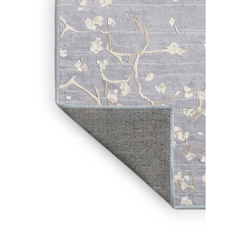 Machine Washable Blue Area Rug, Square 7'