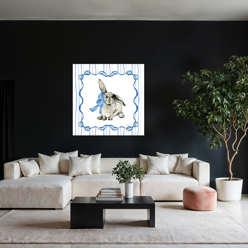 " Bluebonnet Bunnies VIII Abstract Contemporary Animal Spring Wall Art Print " by Yvette St. Amant, 48" H x 48" W