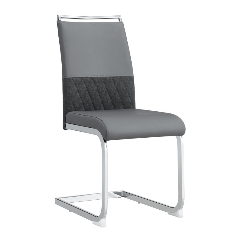 Chemash 48cm H Upholstered Metal Upholstered Back Cantilever Chair, Grey