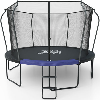 Trampoline d'extérieur 123FT avec abri et échelle 123JUMP, trampoline récréatif rond pour enfants avec homologation ASTM, housse de protection à ressort, tapis de saut robuste