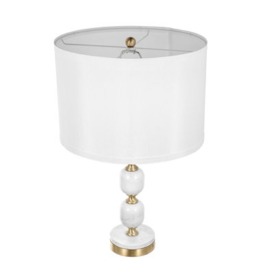 White Marble Modern Vintage Table Lamp with Fabric Shade