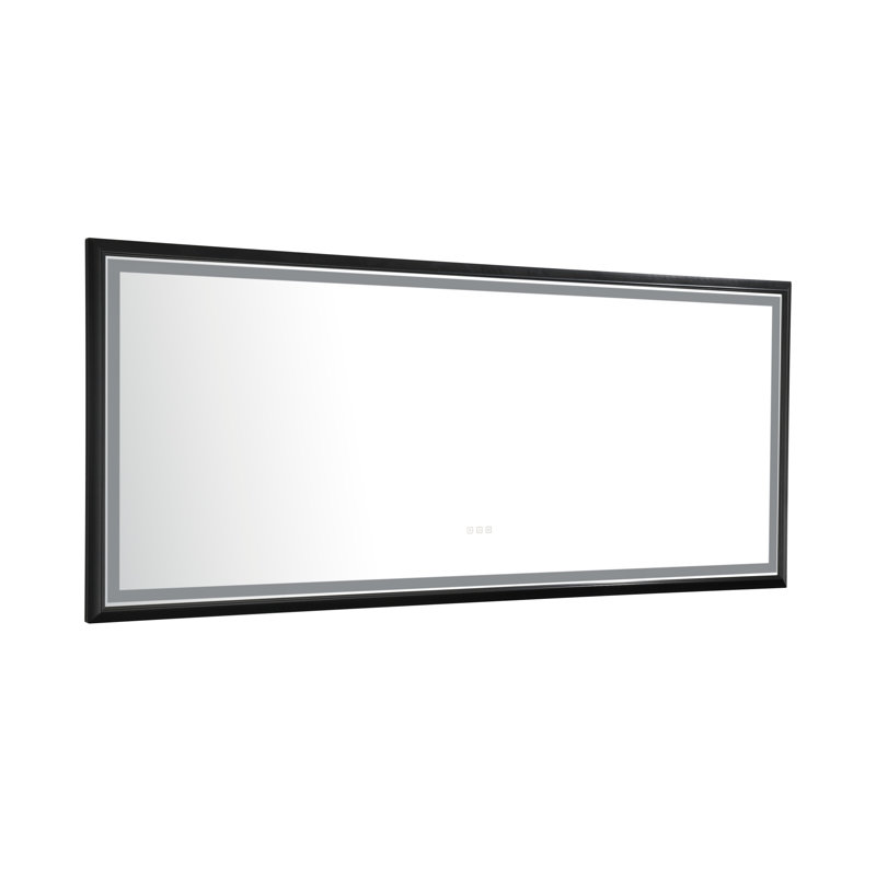  Miroir de salle de bain à DEL avec cadre en aluminium, miroir de meuble-lavabo mural, antibuée, mémoire, gradation continue, miroir