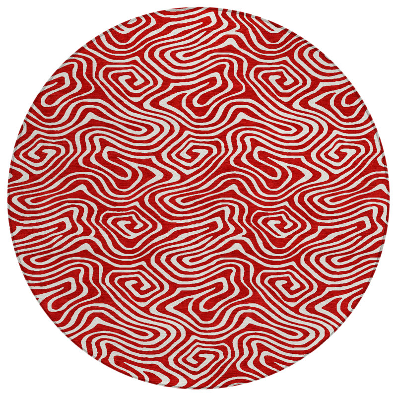 Raya Red Washable Indoor-Outdoor Rug - , 2'6" x 3'10"