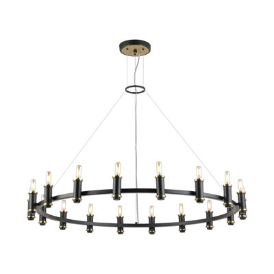 Lustre en roue de chariot à 18 lumières à intensité variable Huffins