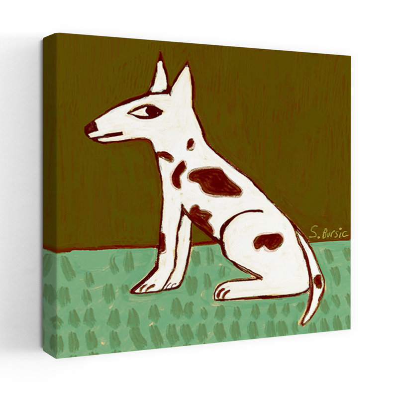 Reproduction d'art mural chien assis moderne, 24" H x 24" W