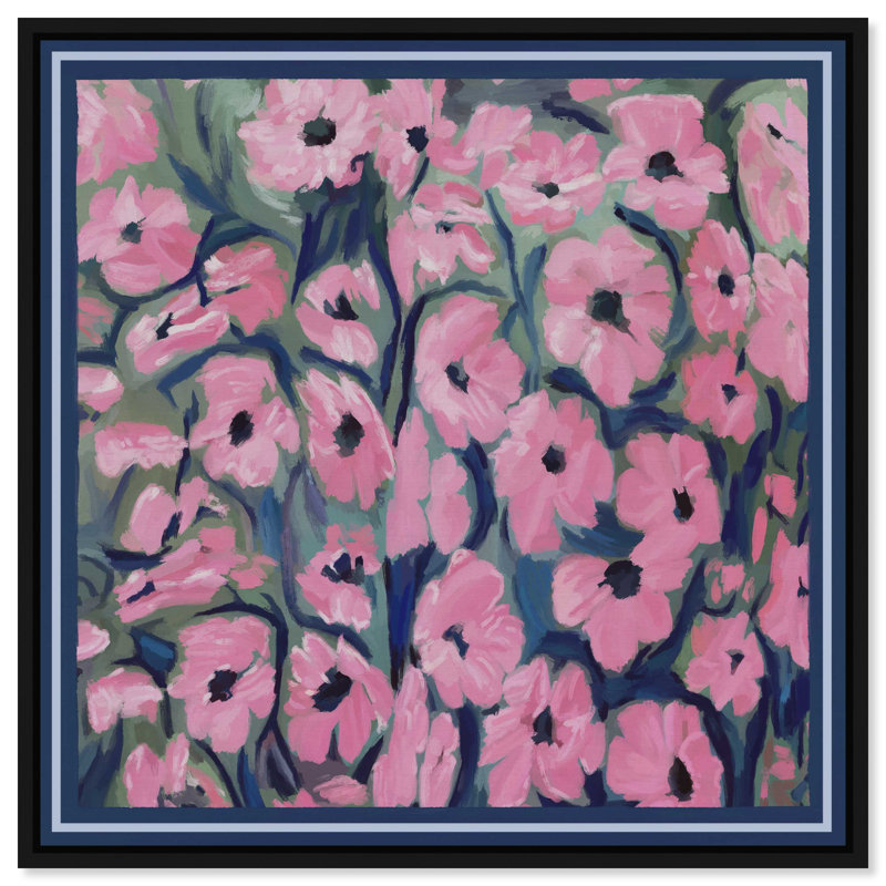 Night Blooms Print by Oliver Gal, 17"H x 17"W, Black Floater Frame