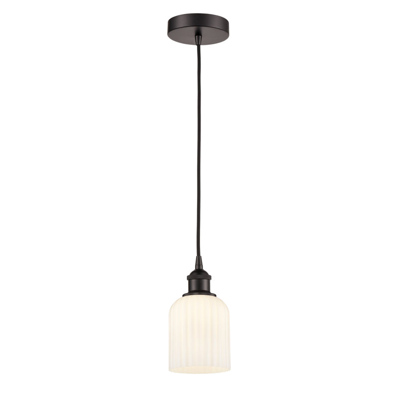 Luminaire suspendu 5 po Edison Addeline, Nickel satiné, Blanc