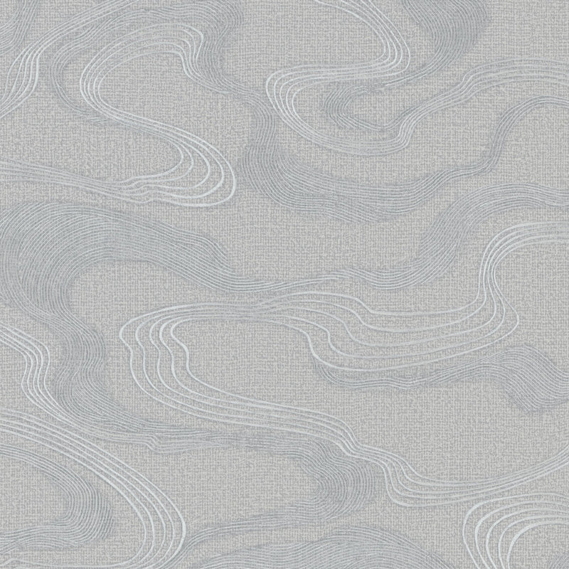 Kumano Pearlescent Abstract Flow Design Wallpaper Roll, Silver