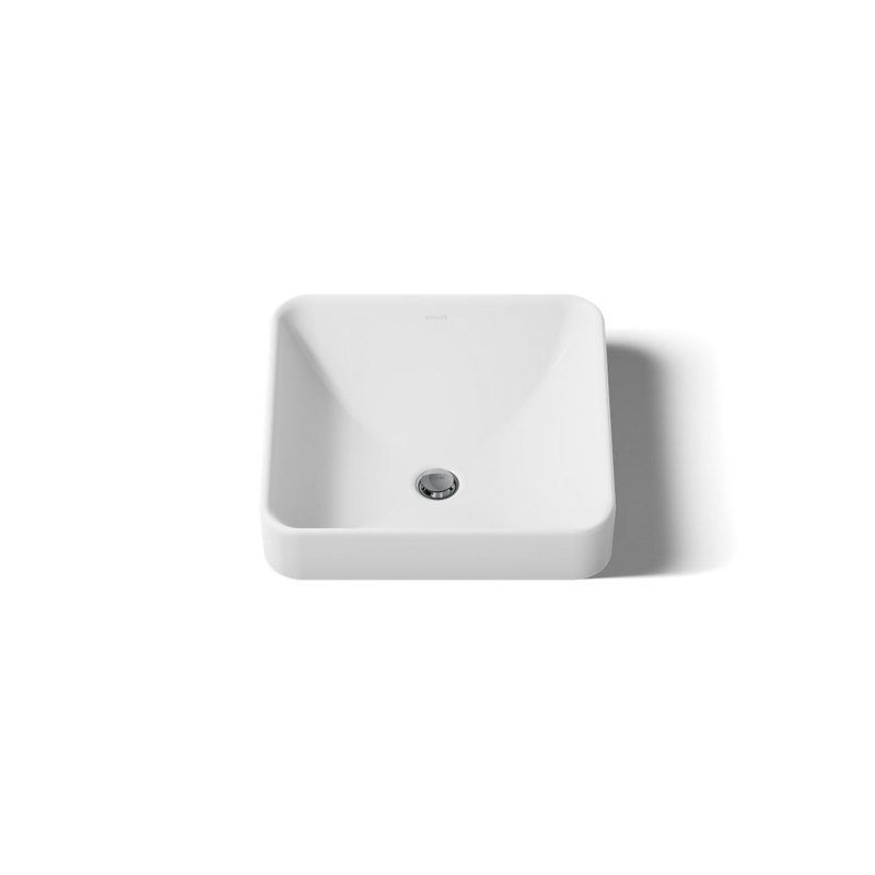 Vox Ceramic Square Vessel Bathroom Sink with Overflow, White
