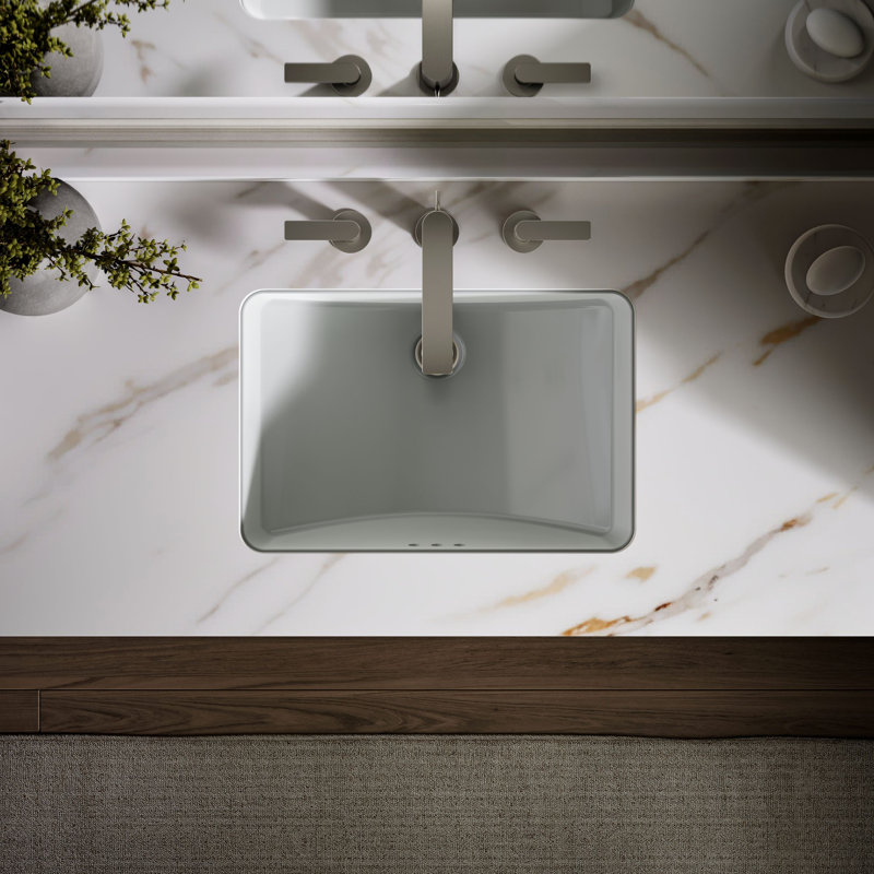 Ladena® Finish Vitreous China Rectangular Undermount Bathroom Sink with Overflow, Cashmere