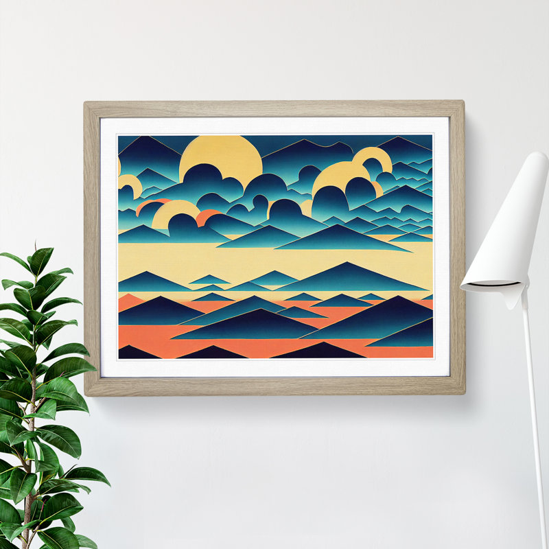 Abstract Mountain Clouds - Framed Print, 46cm H x 64cm W x 2cm D, Oak