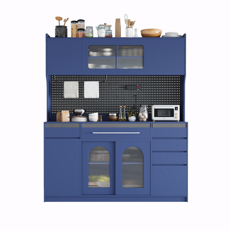 Freestanding 63'' W Buffet With Hutch, Blue