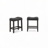 Fabric Upholstered Wood Bar Stools Set with Button Tufted