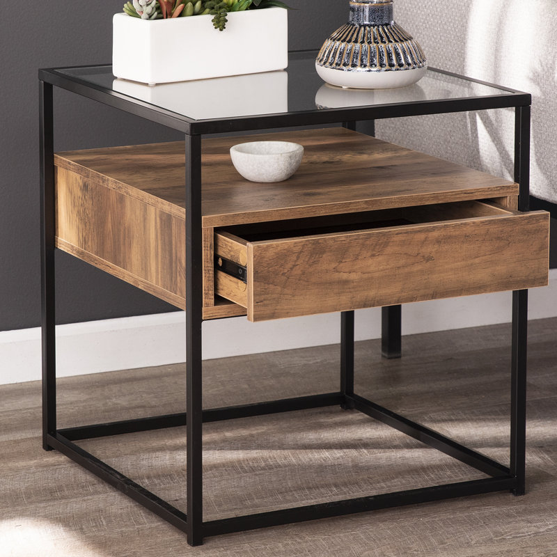 Secaucus Glass Top End Table with Storage