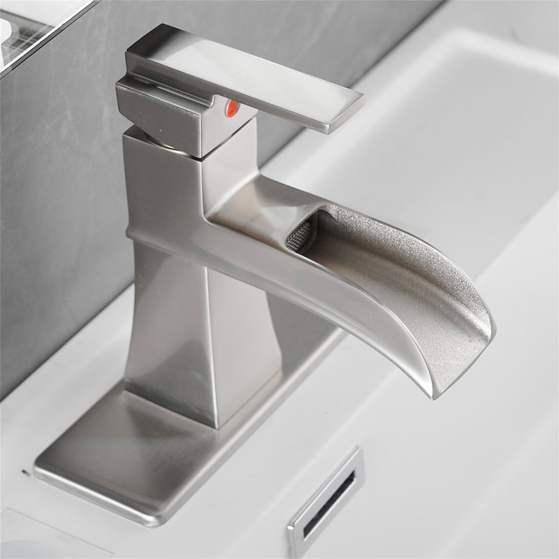 Single-handle Bathroom Faucet with Drain Assembly, Brushed Nickel