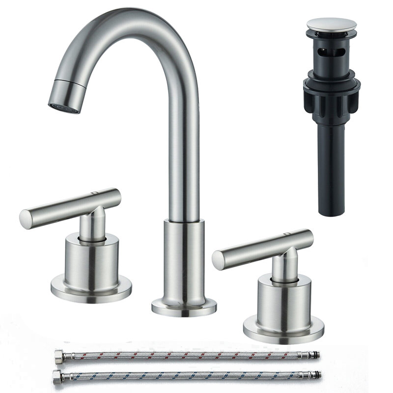 2-handle Bathroom Faucet with Drain Assembly, Brushed Nickel