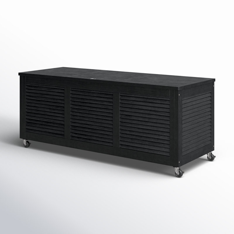 Birch Lane™ Odette 47.2'' W 50 Gallons Solid Wood Eucalyptus Deck Box with Wheels, Black