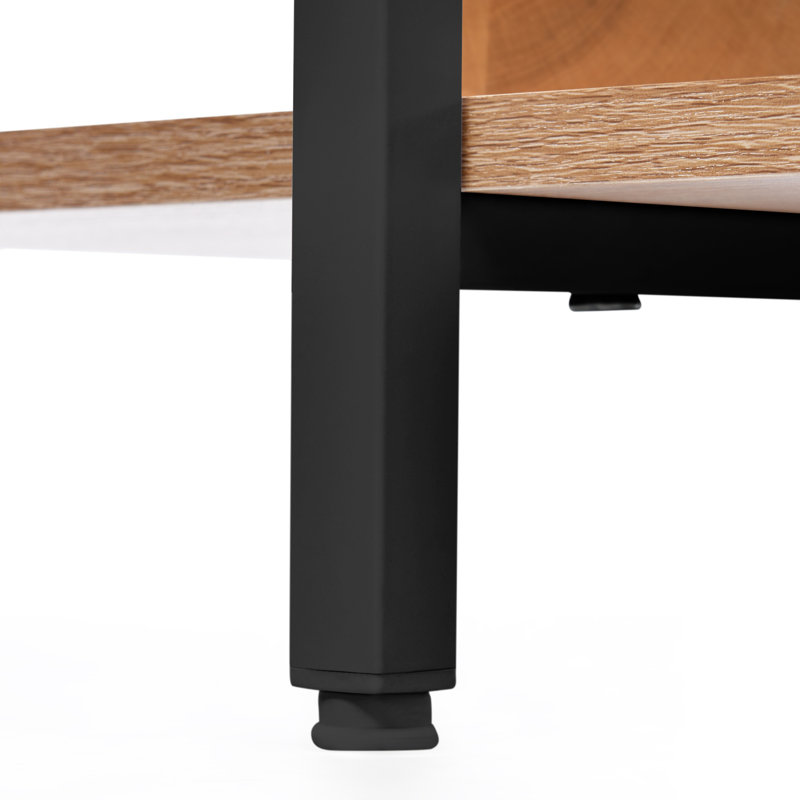 Bibliothèque double H 70,5 "x l 70,9" en bois à 5 niveaux, Noir / brun