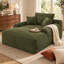 Canapé-lit convertible en tissu pelucheux, sans dossier, avec méridienne, larges accoudoirs et coussins décoratifs. Aucun assemblage requis. Parfait pour le salon ou la chambre. Vert.