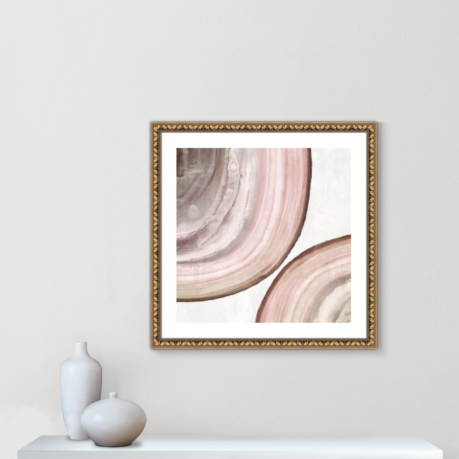Boyd "Endless Blush" Painting by Eva Watts, 28.75" H x 28.75" W x 1.13" D, Gold Bead Framed Paper