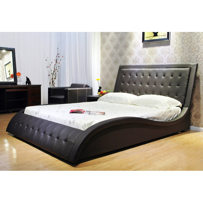 Mangonia Upholstered Bed, Dark Brown, Queen